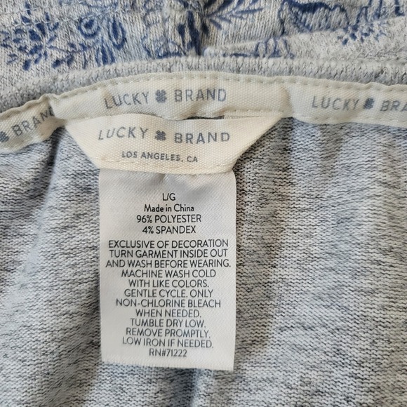 Lucky Brand Women's Large Pajama PJ Set Shirt and Shorts Floral Drawstring Waist - Picture 10 of 16